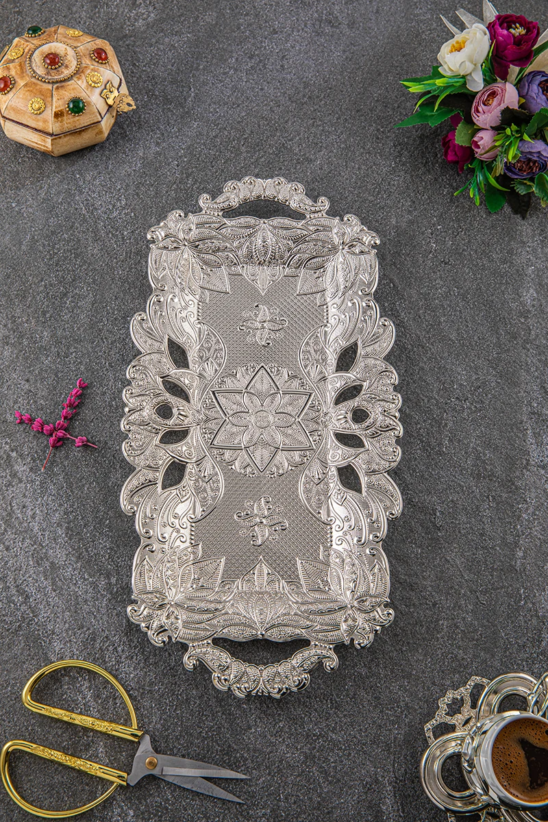 Eda Rectangular Trousseau Tray for Two (19 × 38 cm), Grey