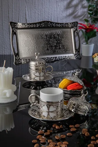 Yonca 2’li Kahve Seti (sac Tepsi)